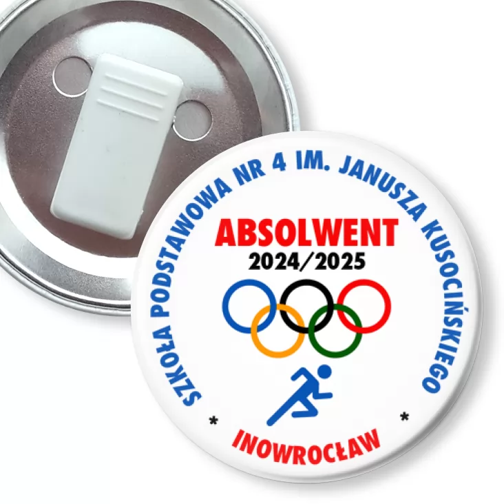 przypinka z żabką SP 4 Inowrocław Absolwent