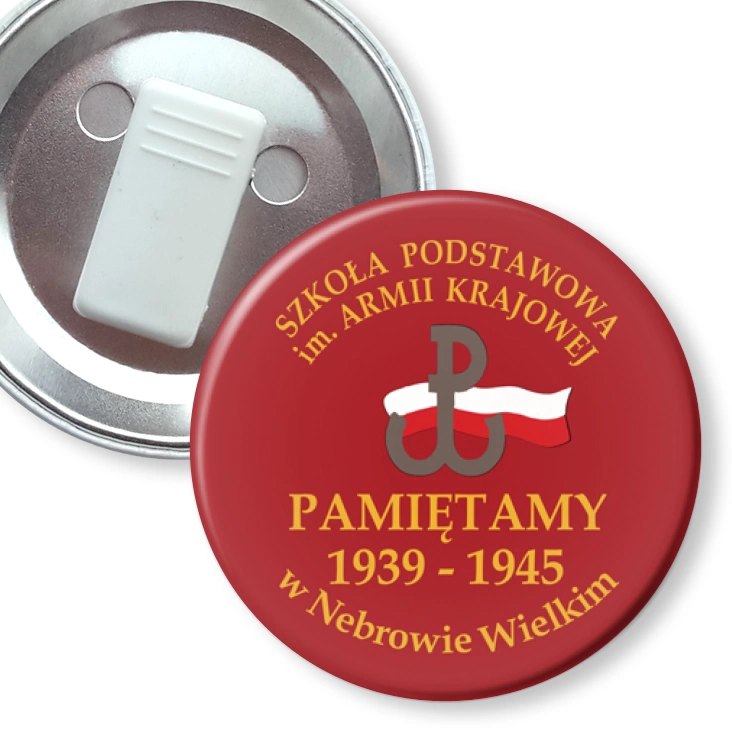 przypinka z żabką SP w Nebrowie Wielkim