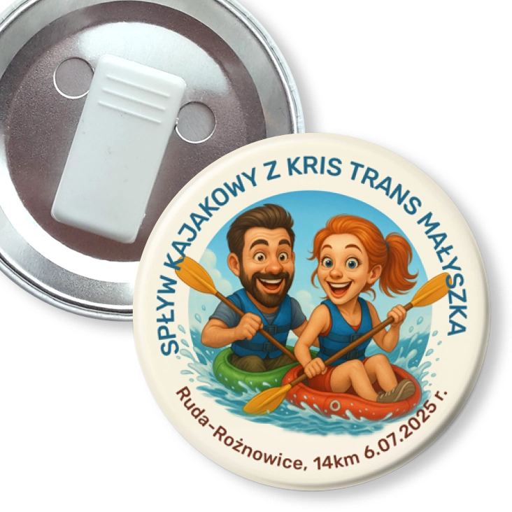 przypinka z żabką Spływ kajakowy z Kris Trans Małyszka Ruda 2025