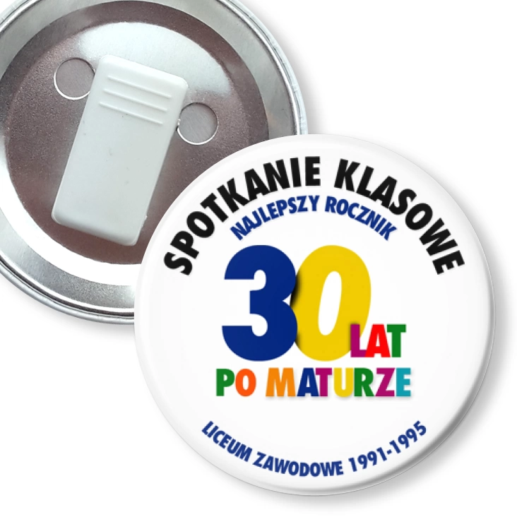 przypinka z żabką Spotkanie 30 lat po maturze Liceum Zawodowe