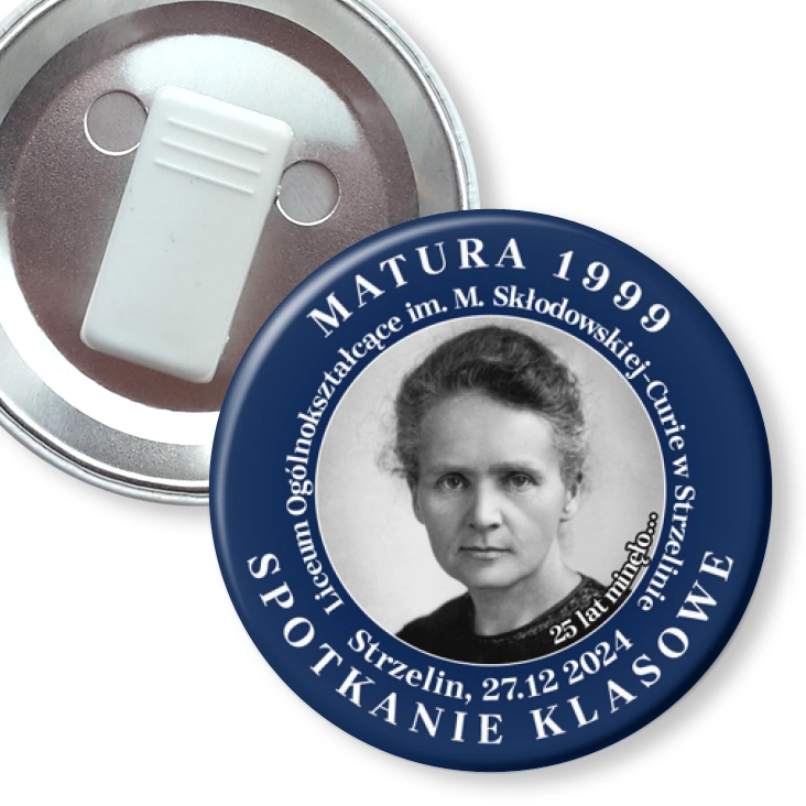 przypinka z żabką Spotkanie klasowe po 25 latach LO w Strzelinie