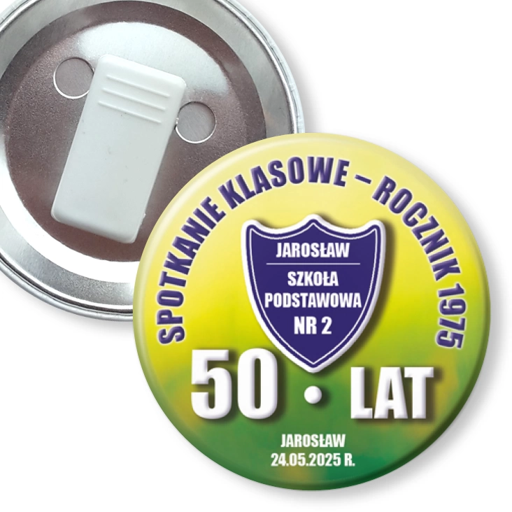 przypinka z żabką Spotkanie klasowe SP nr 2 Jarosław