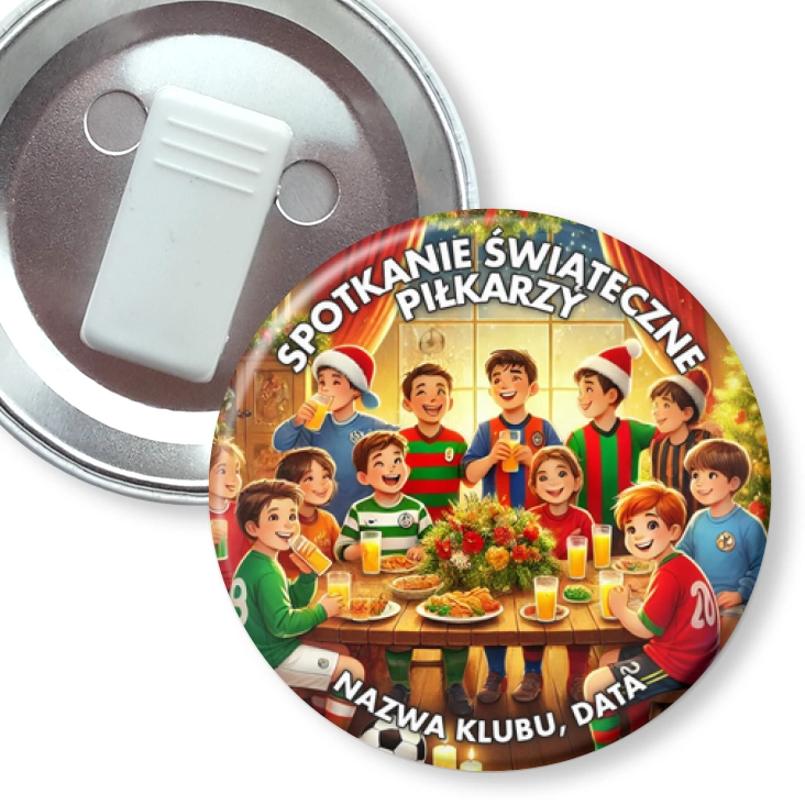 przypinka z żabką Spotkanie świąteczne piłkarzy