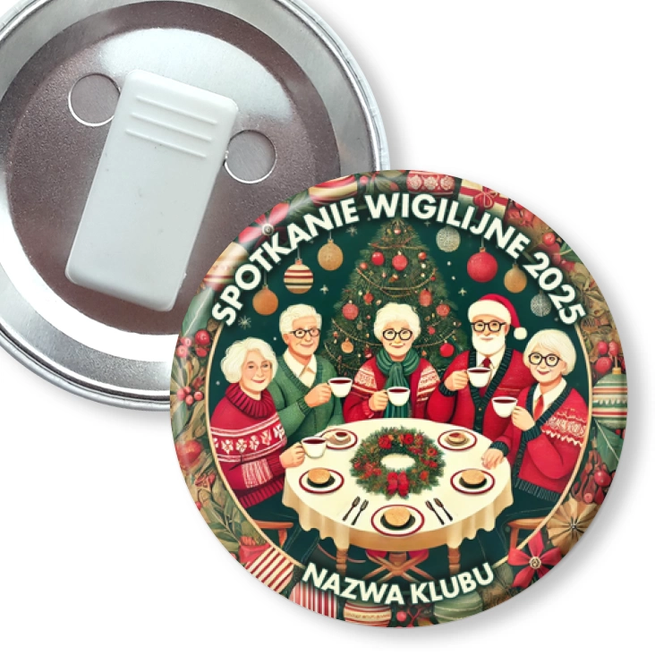 przypinka z żabką Spotkanie wigilijne seniorów