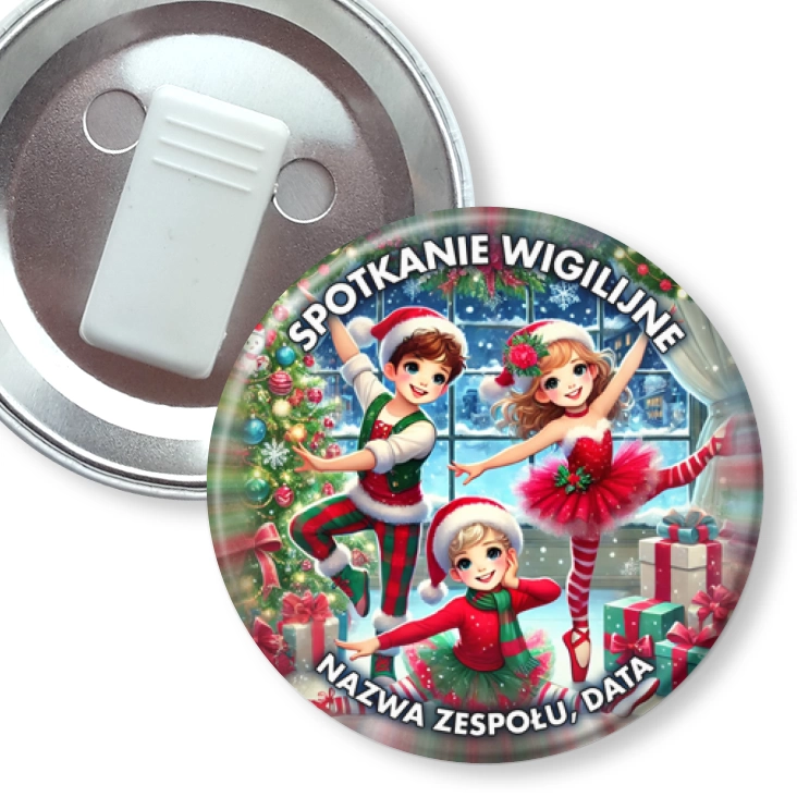 przypinka z żabką Spotkanie wigilijne tancerzy