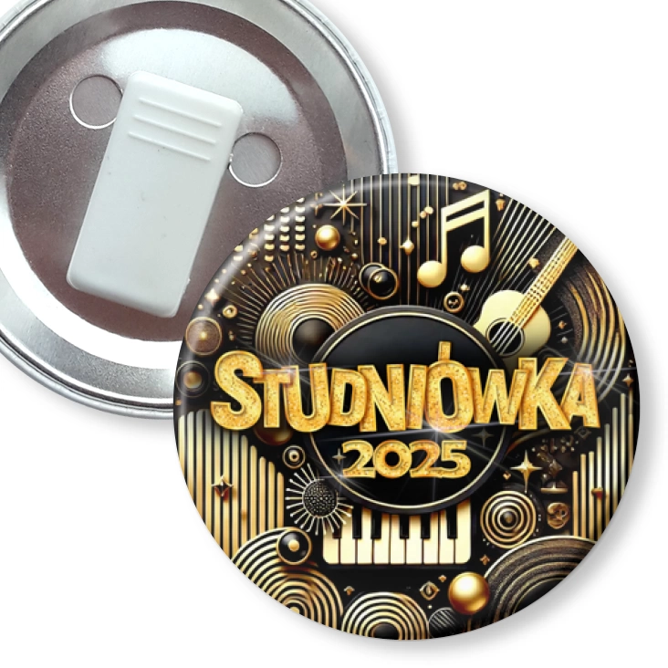 przypinka z żabką Studniówka szkoła muzyczna