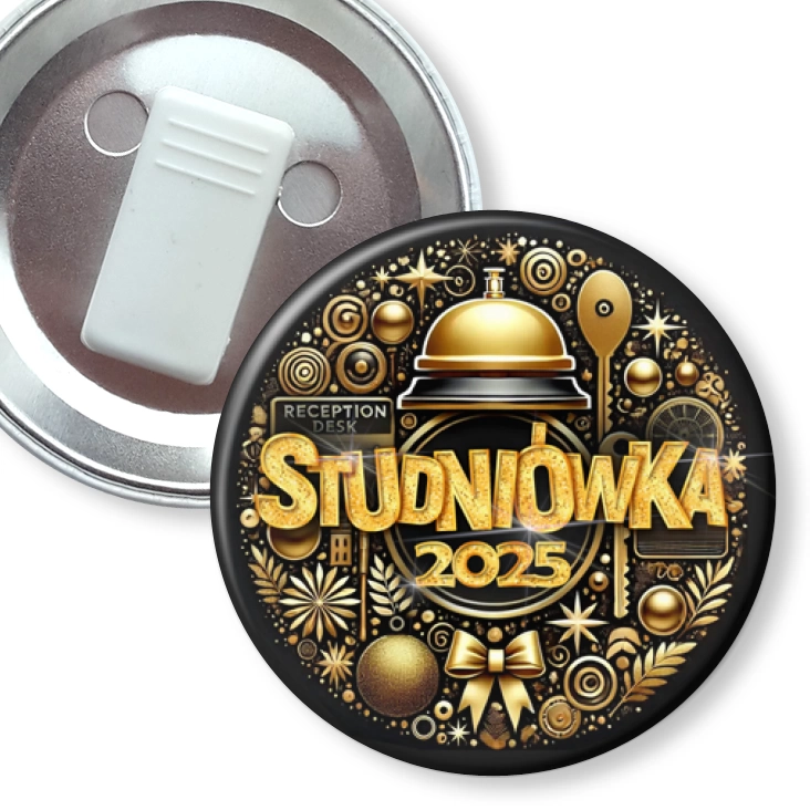 przypinka z żabką Studniówka technik hotelarstwa