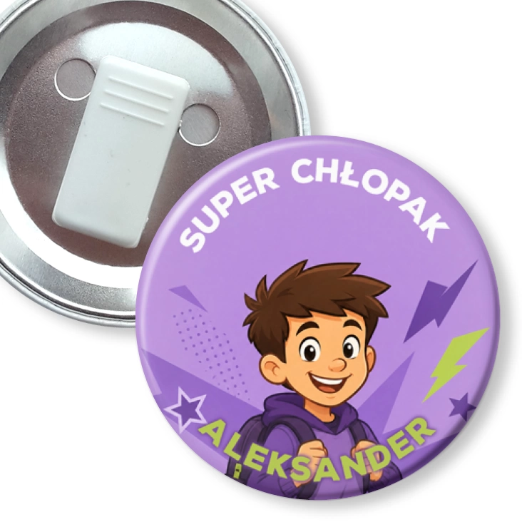 przypinka z żabką Super Chłopak fiolet
