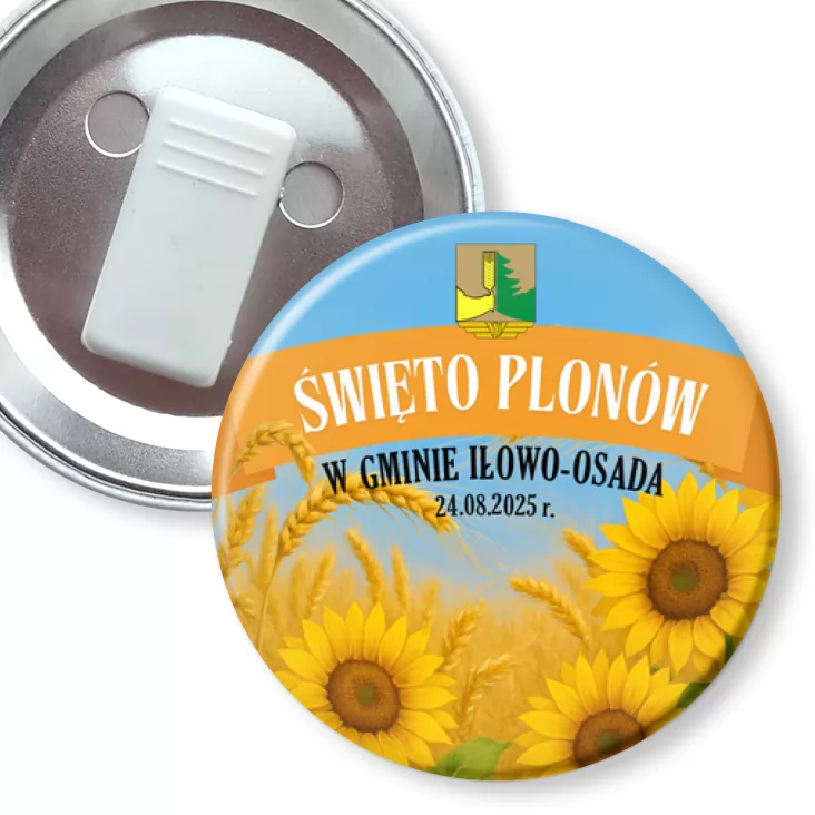 przypinka z żabką Święto Plonów w gminie Iłowo-Osada