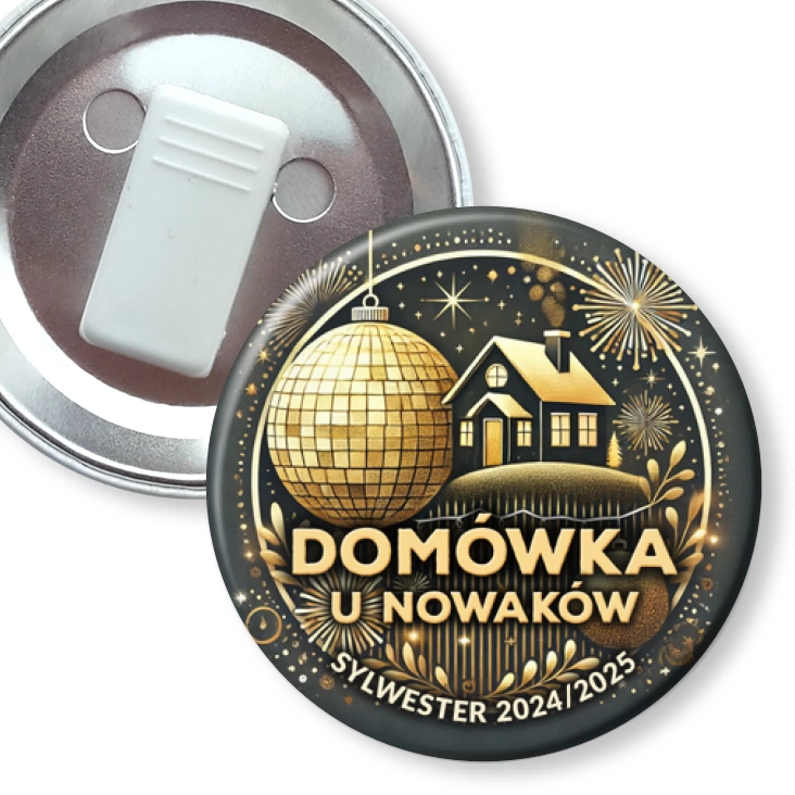 przypinka z żabką Sylwester domówka