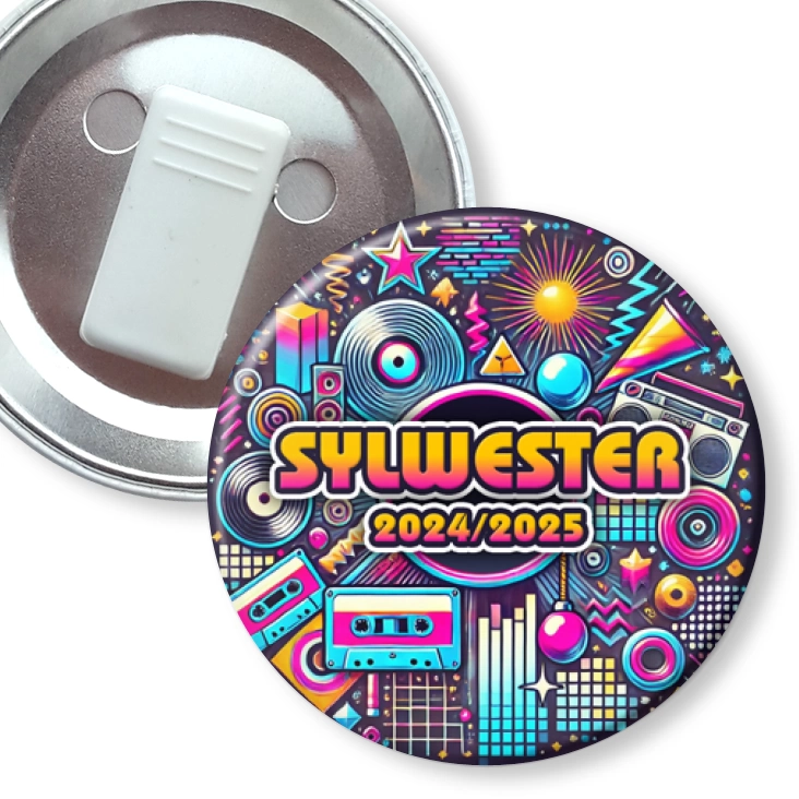przypinka z żabką Sylwester w stylu disco