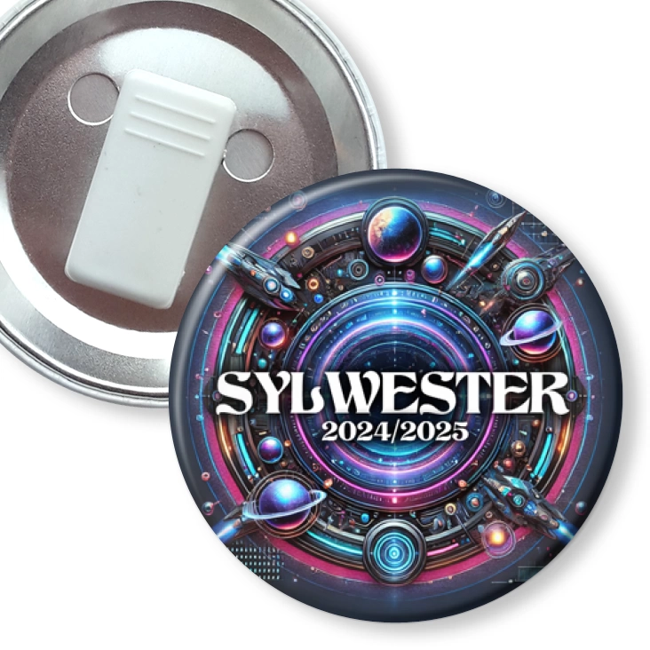 przypinka z żabką Sylwester w stylu science-fiction