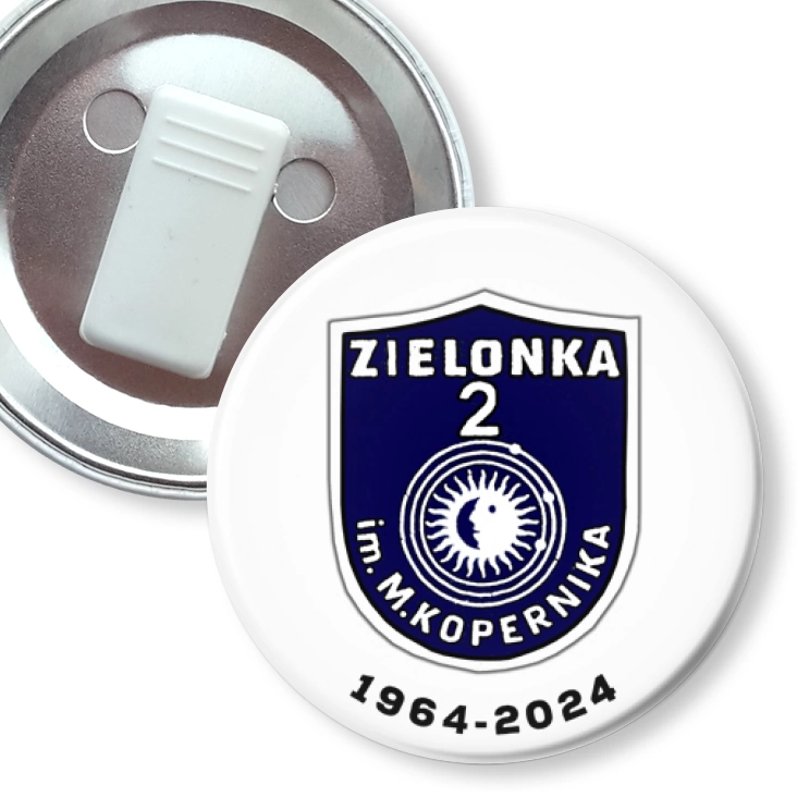 przypinka z żabką Szkoła Podstawowa nr 2 im. Mikołaja Kopernika w Zielonce