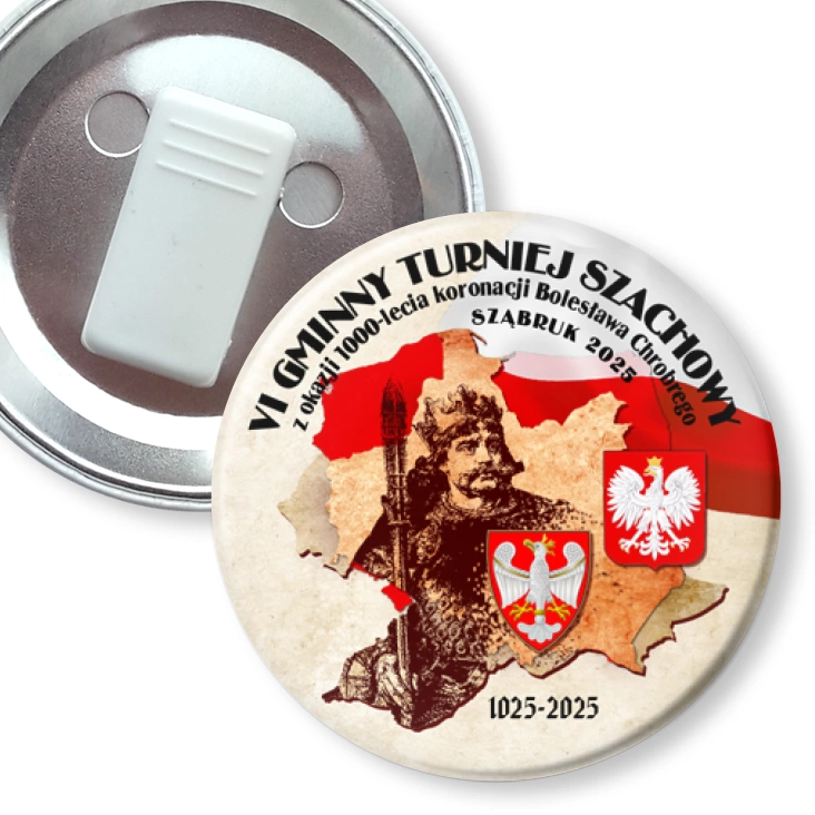 przypinka z żabką Turniej Szachowy z okazji Millenium Koronacji Sząbruk 2025