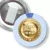 Przypinka z żabką Uczeń na medal na niebieskim tle