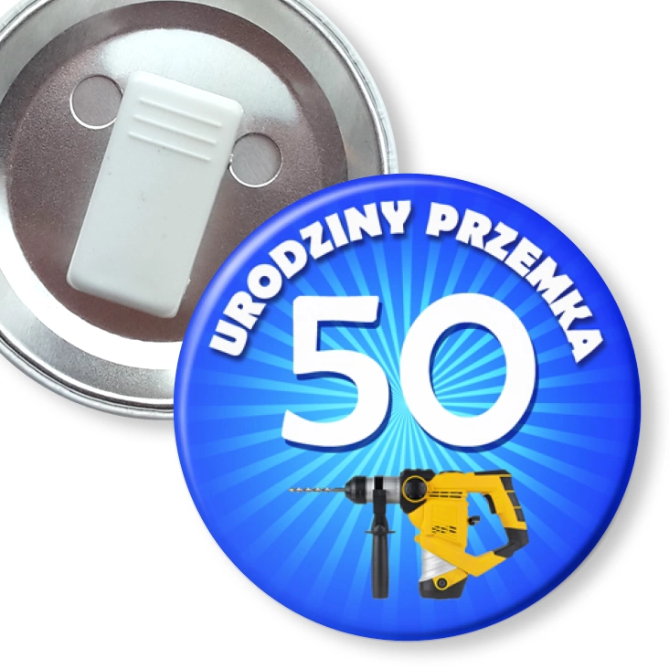 przypinka z żabką Urodziny Budowlańca