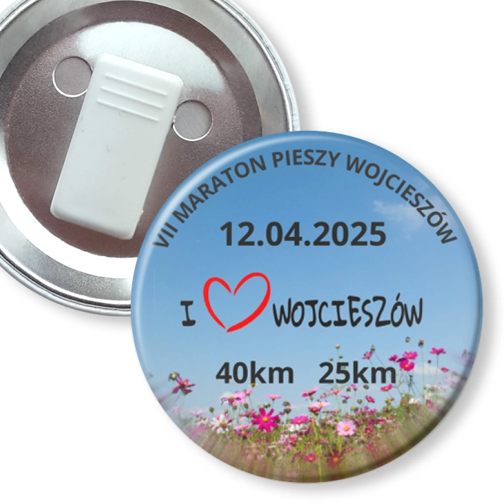 przypinka z żabką VII Maraton Pieszy Wojcieszów