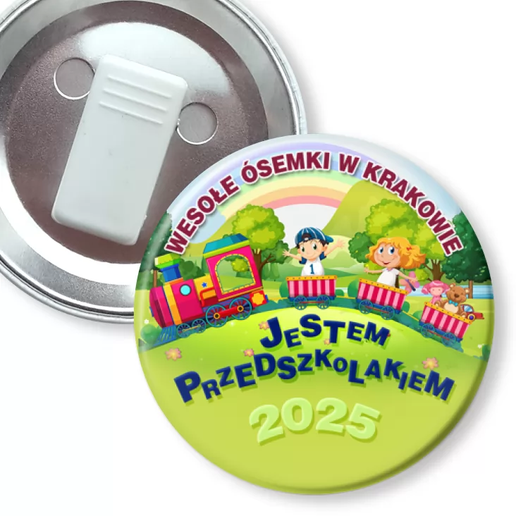 przypinka z żabką Wesołe Ósemki w Krakowie