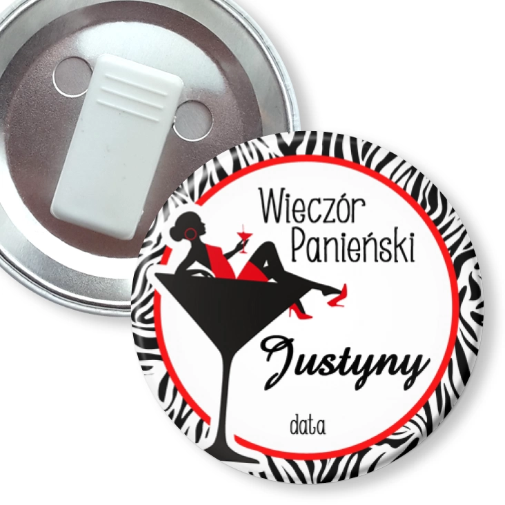 przypinka z żabką Wieczór panieński w kielichu