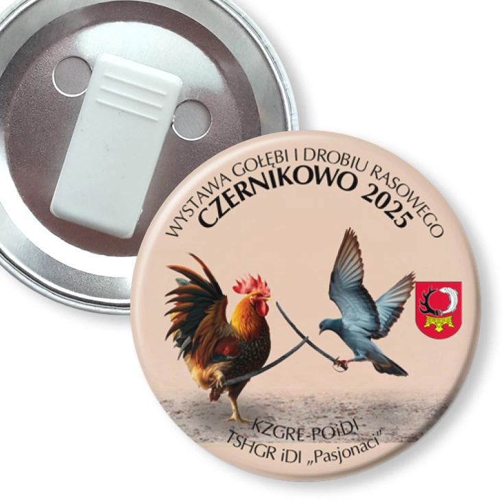 przypinka z żabką Wystawa Gołębi i Drobiu Rasowego Czernikowo
