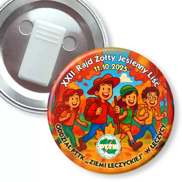 przypinka z żabką XXII Rajd Żółty Jesienny Liść