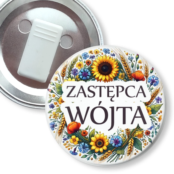 przypinka z żabką Zastępca wójta polskie kwiaty polne