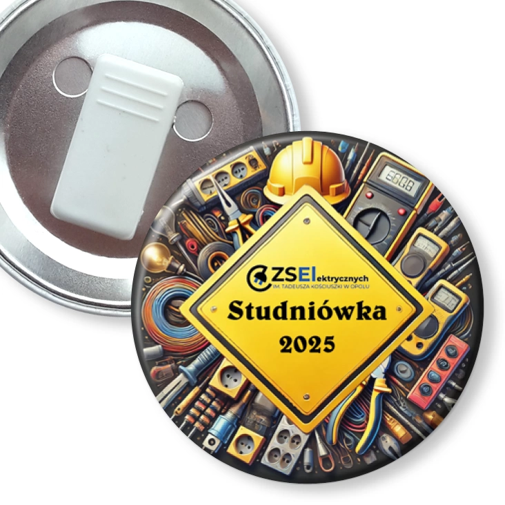 przypinka z żabką ZS Elektrycznych w Opolu Studniówka 2025