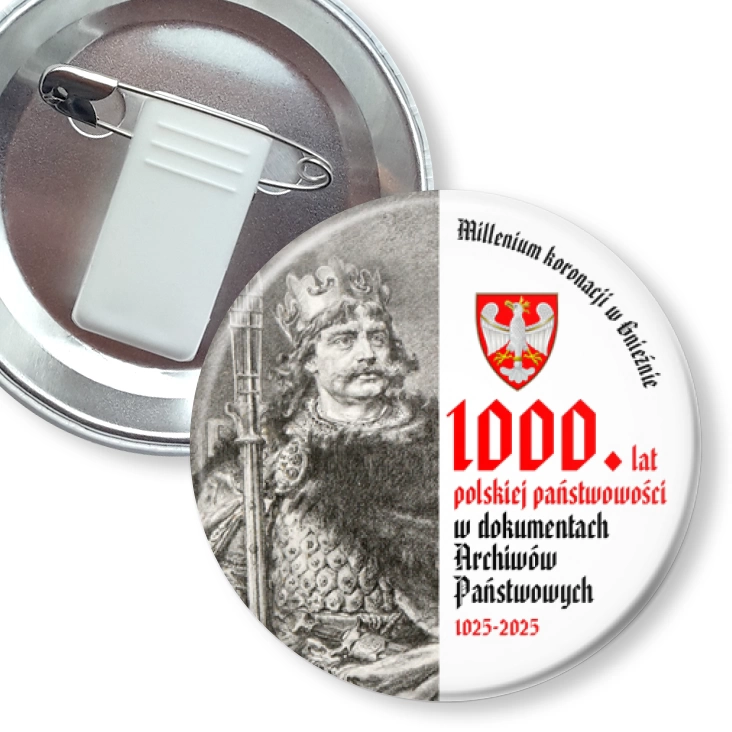 przypinka z żabką i agrafką 1000 lat polskiej państwowości