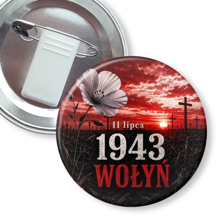 przypinka z żabką i agrafką 11 lipca 1943 Wołyń