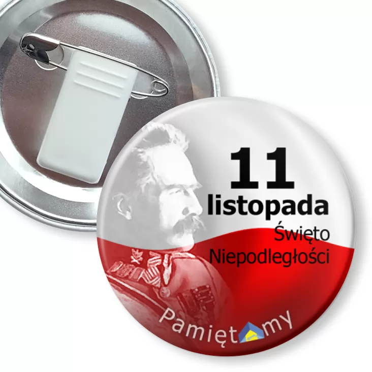 przypinka z żabką i agrafką 11 listopada Pamiętamy