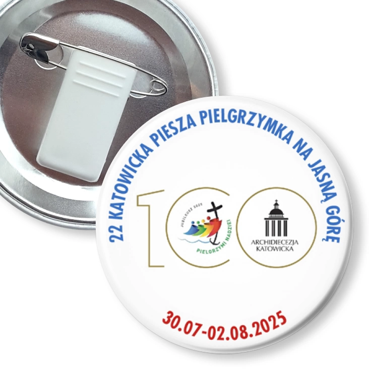 przypinka z żabką i agrafką 22 Katowicka Piesza Pielgrzymka na Jasną Górę