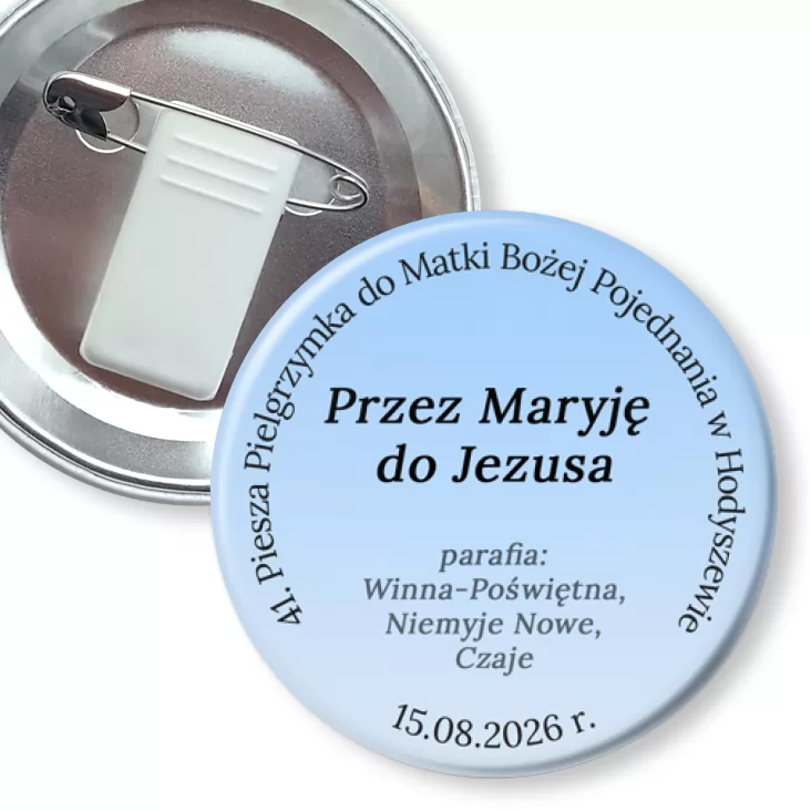 przypinka z żabką i agrafką 41 Piesza Pielgrzymka do Matki Bożej Pojednania