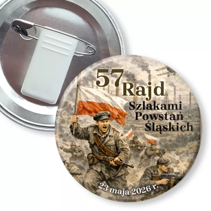 przypinka z żabką i agrafką 57 Rajd Szlakami Powstań Sląskich