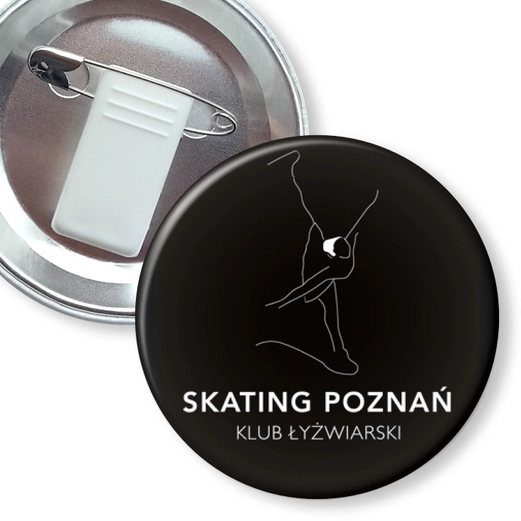 przypinka z żabką i agrafką Skating Poznań