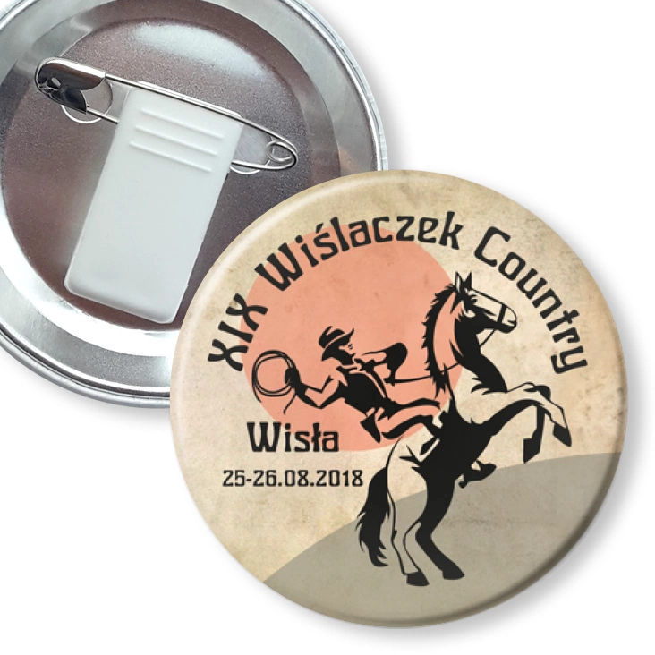 przypinka z żabką i agrafką XIX Wiślaczek Country