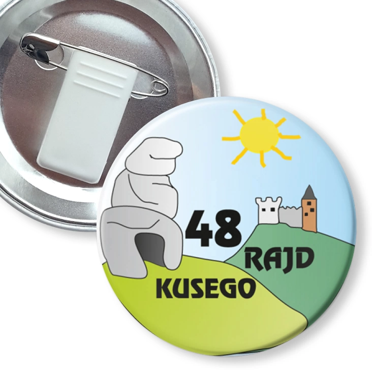 przypinka z żabką i agrafką 48 Rajd Kusego