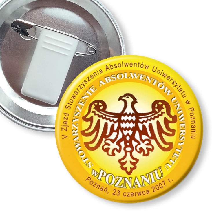 przypinka z żabką i agrafką V Zjazd Absolwentów UAM Poznań 2007