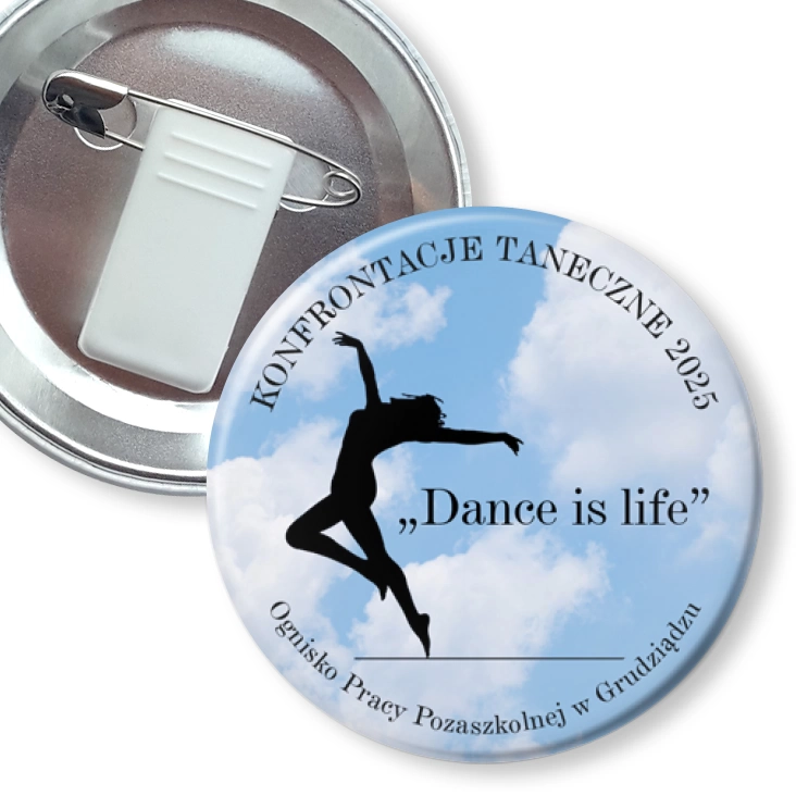 przypinka z żabką i agrafką Dance life