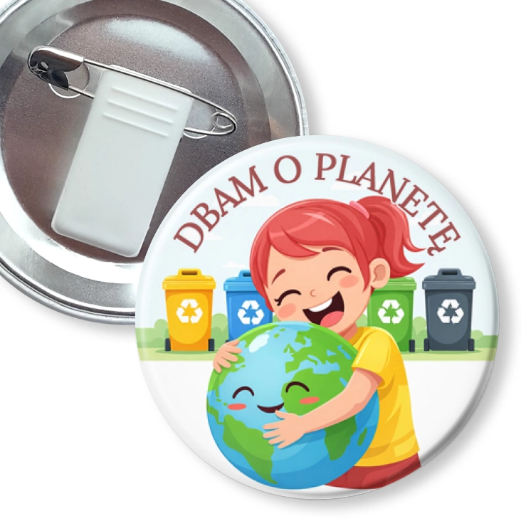 przypinka z żabką i agrafką Dbam o planetę