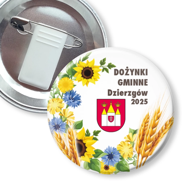 przypinka z żabką i agrafką Dożynki Gminne Dzierzgów 2025