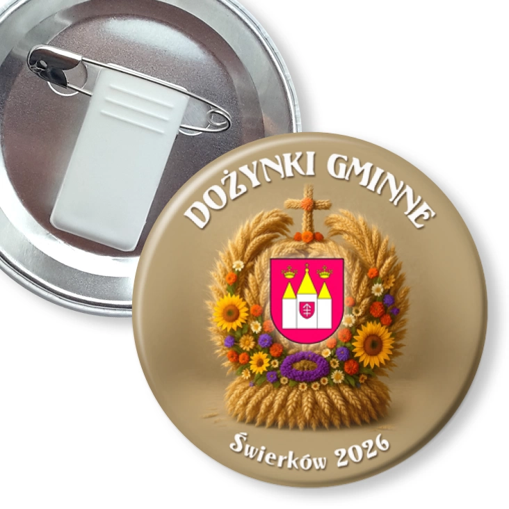 przypinka z żabką i agrafką Dożynki Gminne Świerków 2026