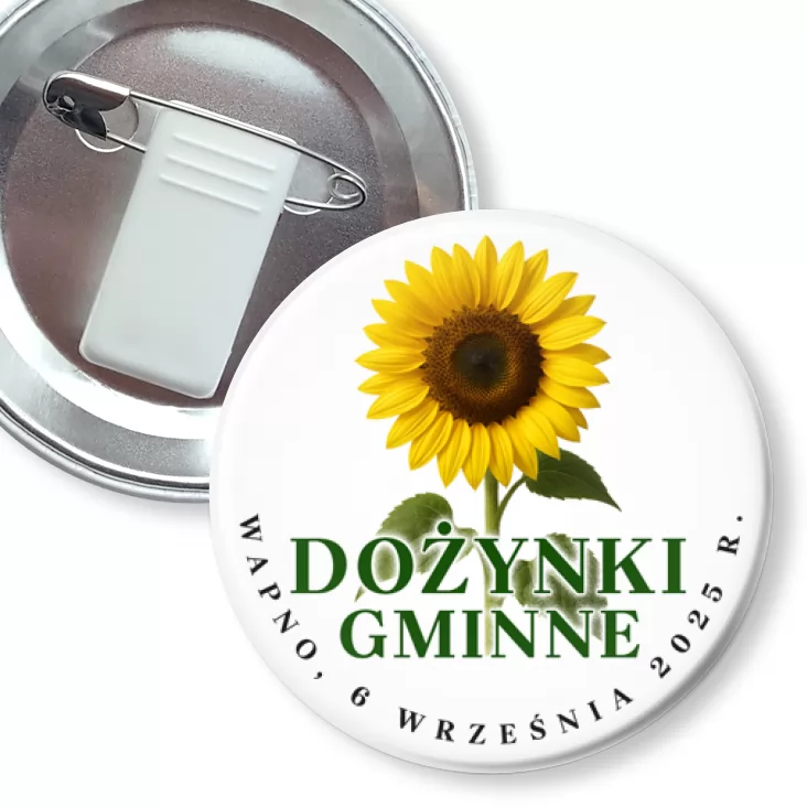 przypinka z żabką i agrafką Dożynki Gminne Wapno 2025