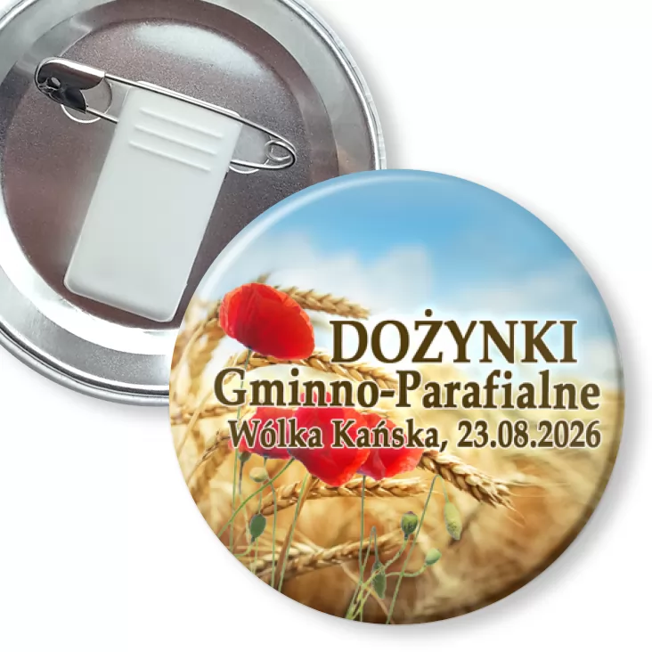 przypinka z żabką i agrafką Dożynki Gminno-Parafialne Wólka Kańska
