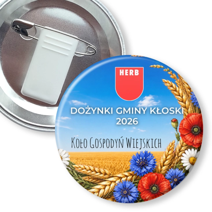 przypinka z żabką i agrafką Dożynki KGW