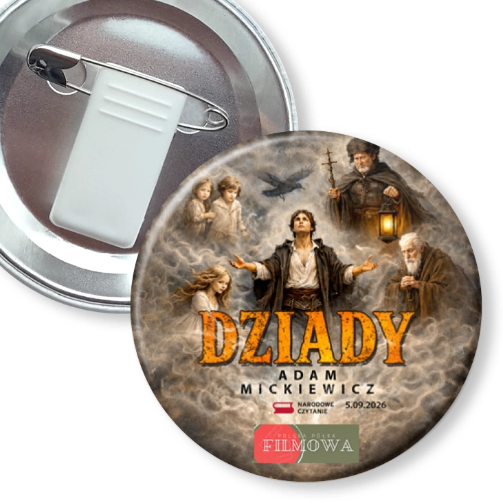 przypinka z żabką i agrafką Dziady PPF