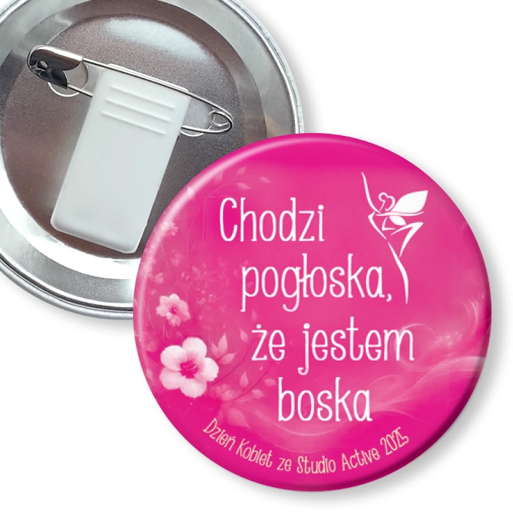przypinka z żabką i agrafką Dzień Kobiet 2025 Studio Active