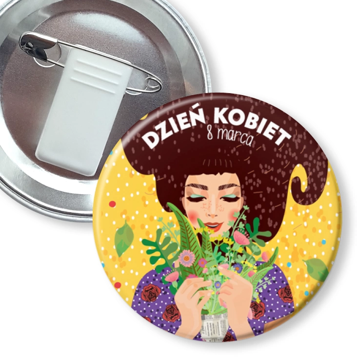 przypinka z żabką i agrafką Dzień Kobiet 8 marca