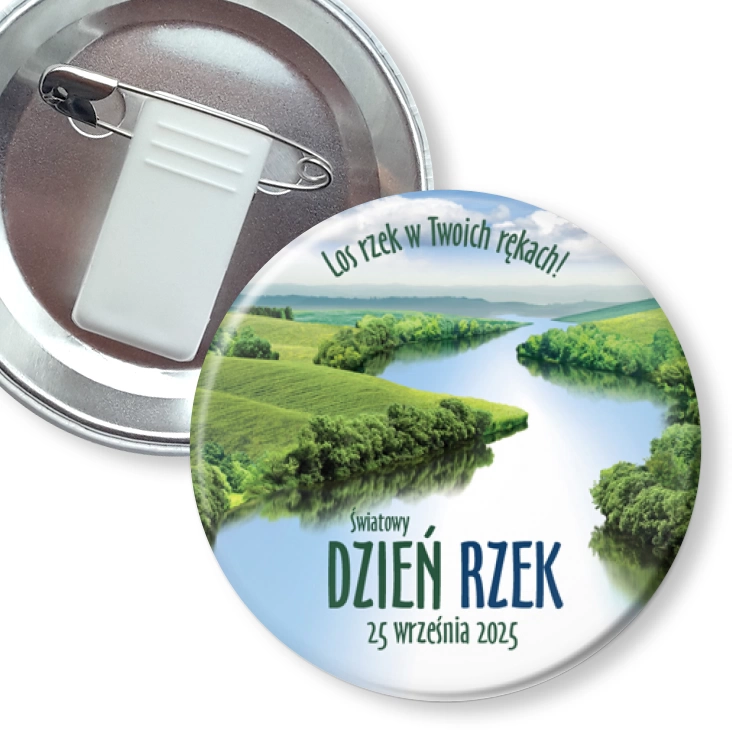 przypinka z żabką i agrafką Dzień Rzek