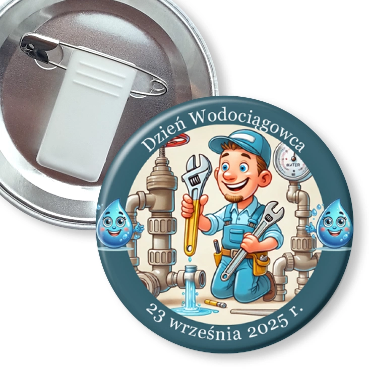 przypinka z żabką i agrafką Dzień Wodociągowca