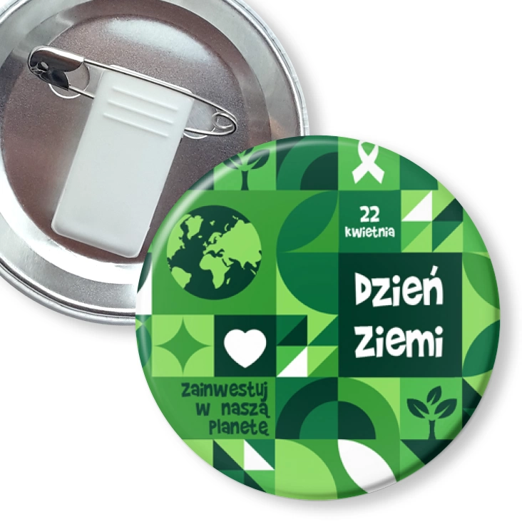 przypinka z żabką i agrafką Dzień Ziemi Zainwestuj w naszą planetę